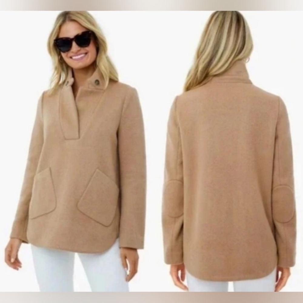 Tuckernuck Camel Emerson Popover Jacket Elbow Patches Pockets Wool Blend Size M